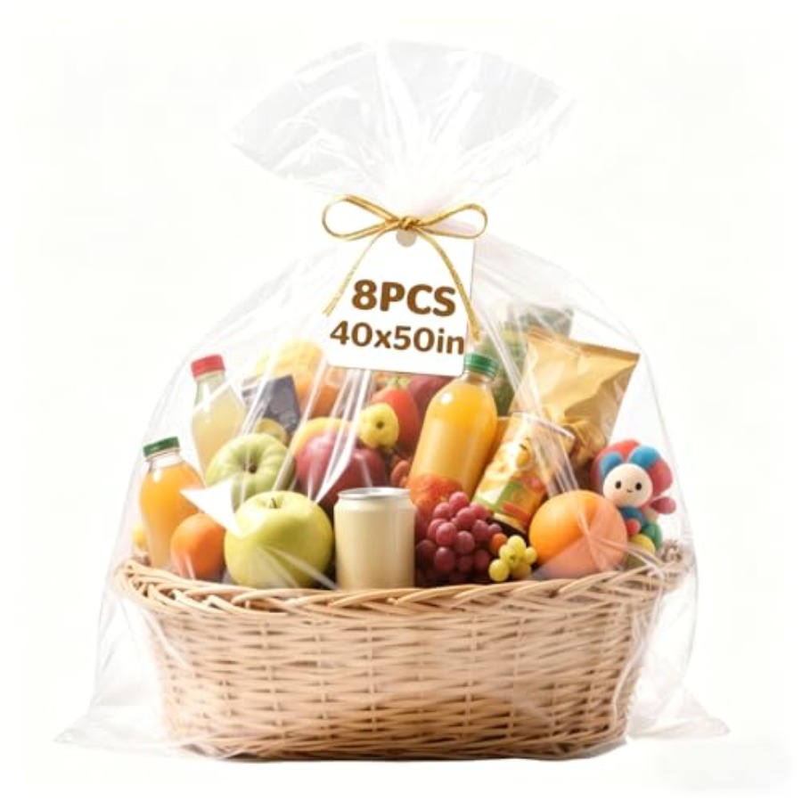 Cellophane Wrap Clear - 8 stuks grote cellofaanzakken, 40 x