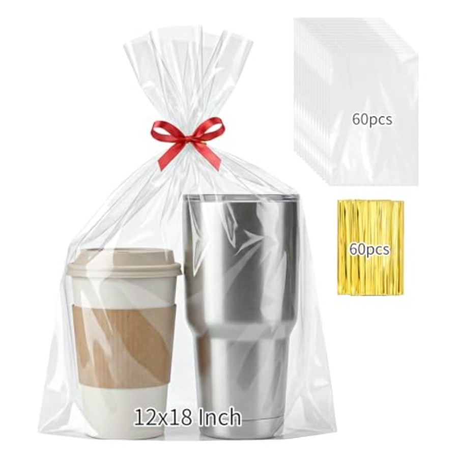60 stuks cellofaan cadeauzakje - Cellophane Wrap Clear recensie en prijs